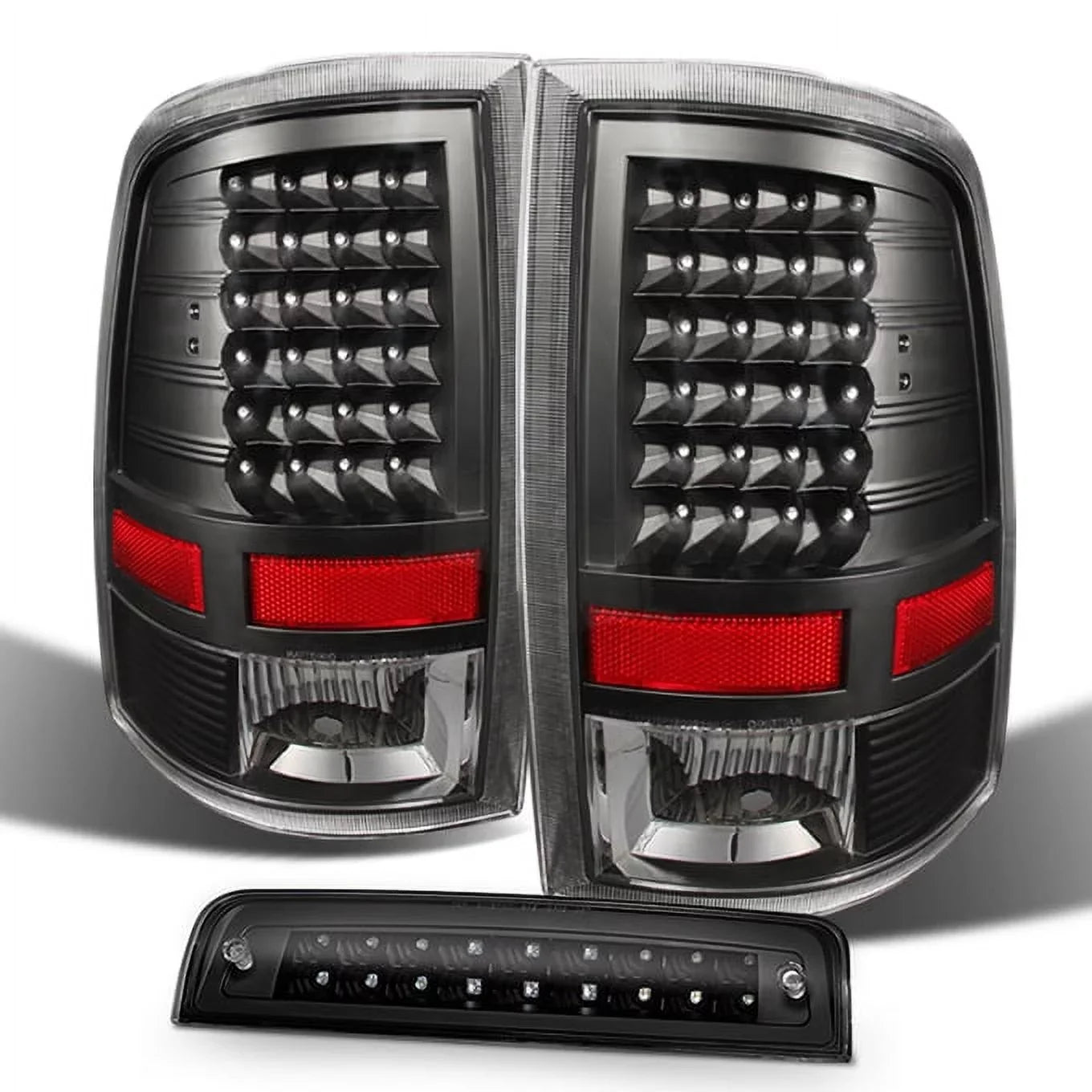 '- LED Lamp 2009-18 Dodge + 2010-18 | 3500 Ram Pickup 1500 Black Pair For Taillights Brake Ram 3Rd LED AKKON 2500