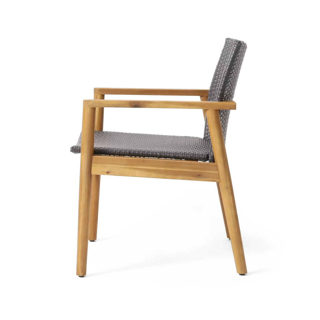 Gray Wicker exterior Acacia Teak and and 4 Wood , Chat Remuda Seater