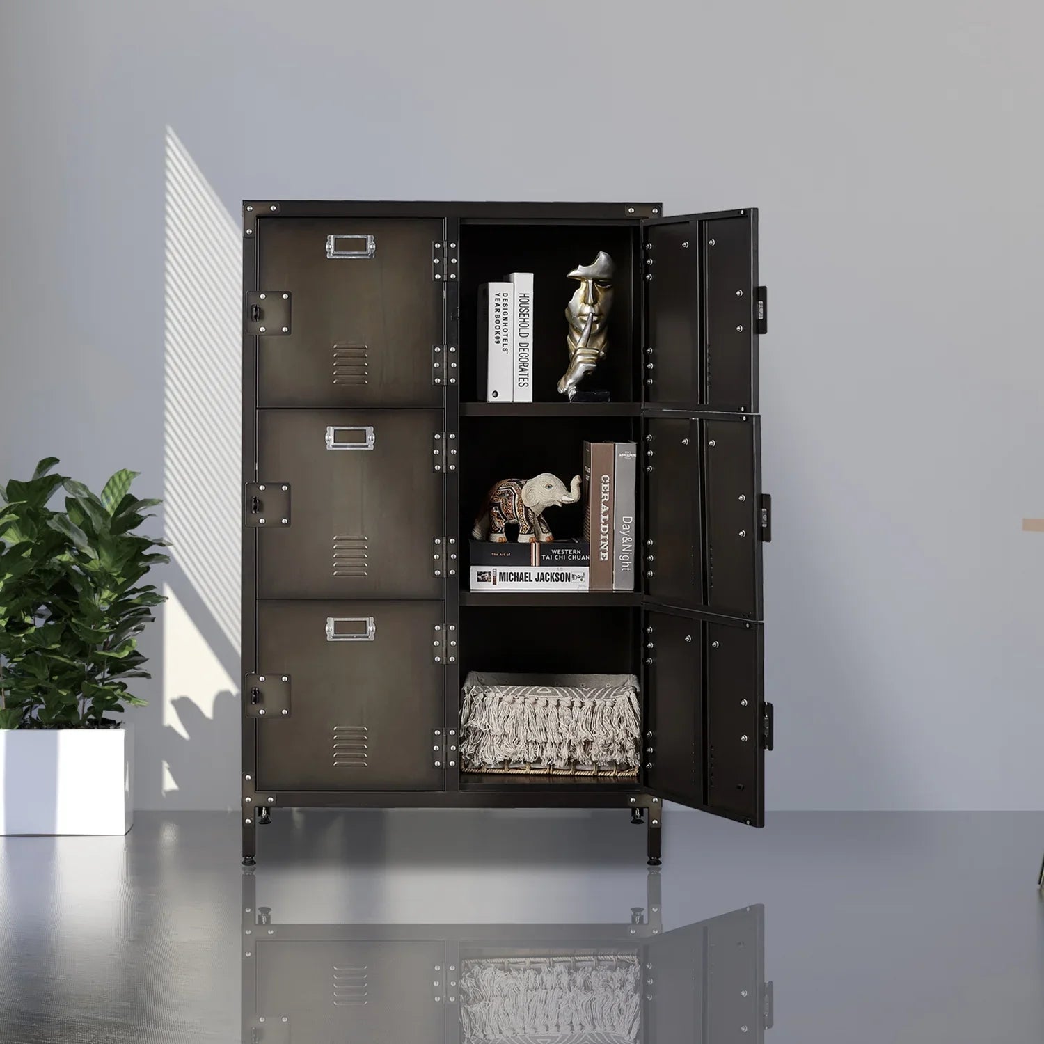Metal Locker with Cabinets School Storage Employees Locker ,Office Storage Gym 47.3" STANI Bedroom Cabinet Steel Metal Students Shelf Steel Locker 2 for
