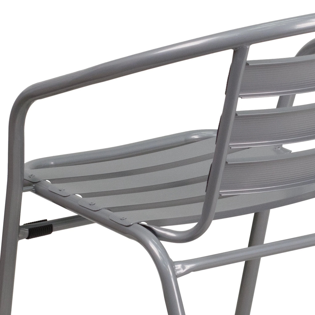 with Pack Silver Aluminum Metal Flash 4 Chair Furniture Slats Restaurant Stack