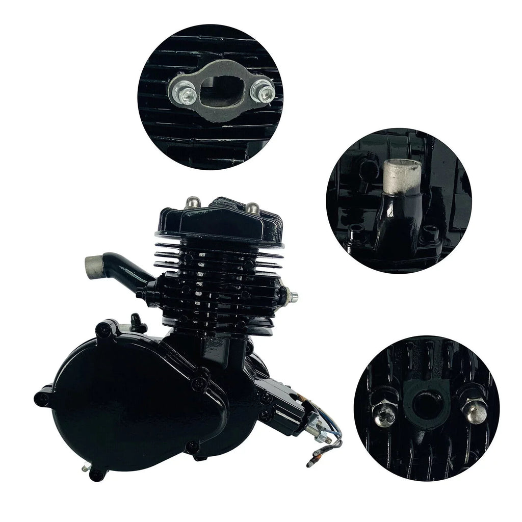 Air-Cooled 2-Stroke Petrol Assembled 80cc Black Full Single Bicycle Engine Bike Gas Motorized Motor Cylinder Miumaeov
