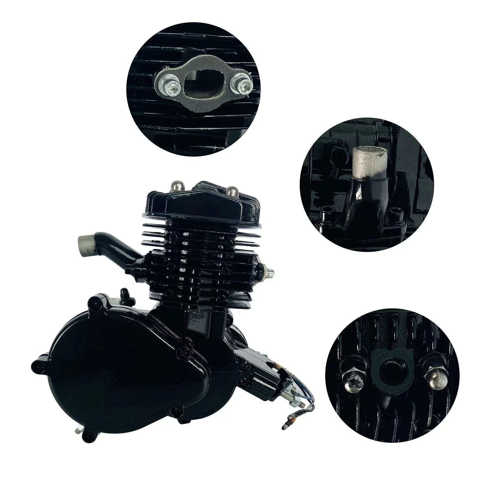 Air-Cooled 2-Stroke Petrol Assembled 80cc Black Full Single Bicycle Engine Bike Gas Motorized Motor Cylinder Miumaeov