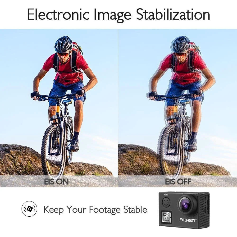 '- Akaso with V50 4K/30fps Wi-Fi Action 20 Box) MP Camera-Native (Open