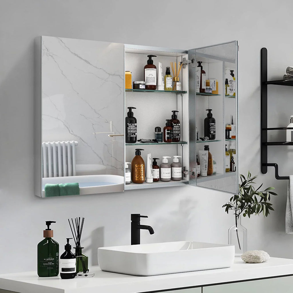 Elegant Door Cabinet Double Reflections Medicine Mirror