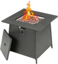 and Pit Cover Backyard 28 Fire exterior Tabletop Lava Lid, Rocks Inch Gas with Black Steel Square Steel