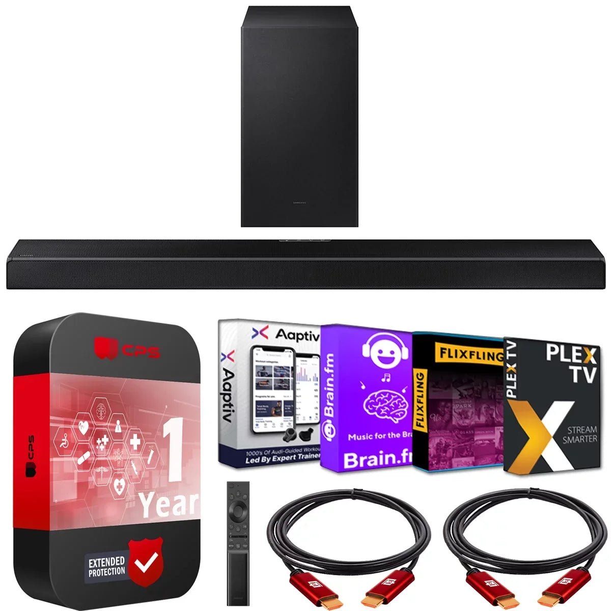 Active 3.1.2ch Kit Wireless Soundbar 2x Bundle (2021) Plan + Protection Deco Extended HW-Q600A/ZA Atmos Dolby HDMI DTS:X HW-Q600A with w/ Subwoofer Software Streaming Gear + Cables / with