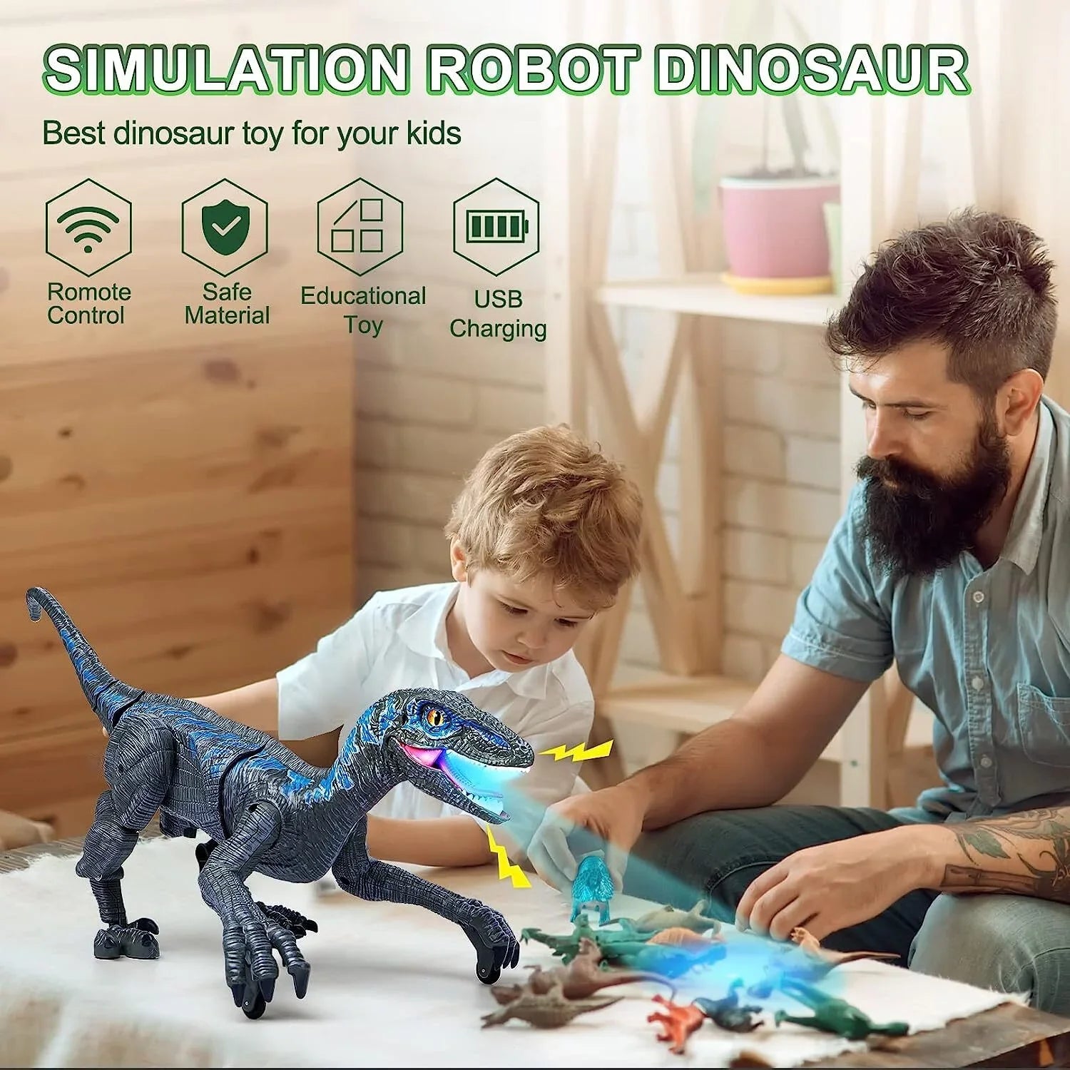 Robot JBee Walking for Gifts Toy Remote with RC Lights Old and Sounds Ctrl Boys T-Rex - Girls Control Dinosaur Blue Toys 8-12 Years Age for 5-7, Boys 3-5, Kids Dinosaur