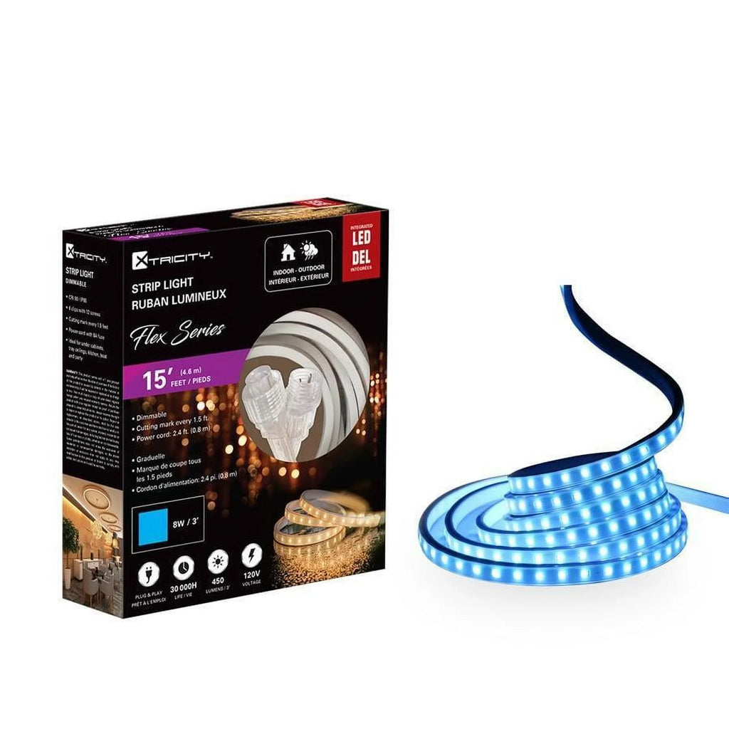 and flexible exterior 15 led Xtricity Indoor feet/8w-3'/120v/Blue strip
