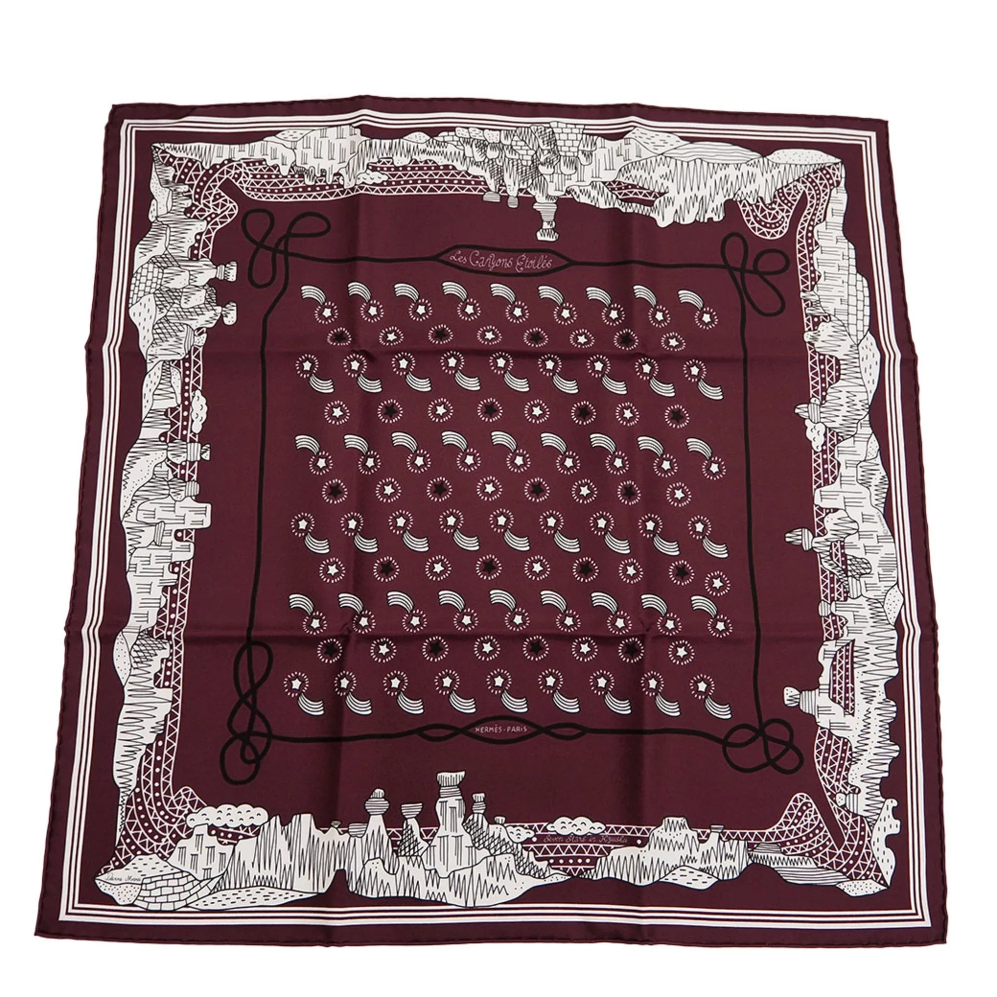 Nanatsu Stars the For Etoiles to (Like Carre Star HERMES From Not Petit New) Les Train Hermes Pre-Owned Limited Scarf Chief 55 Pocket Muffler Care Canyons Sale