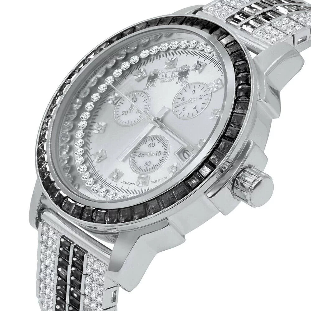Bezel Real Gold Tone Black 18K Exclusive Custom Diamond Onyx Dial Steel Mens Custom Band Solid Watch