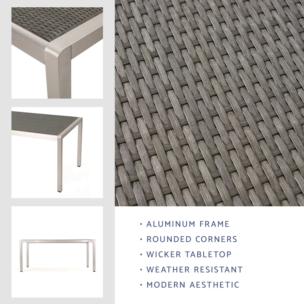 Bay exterior Grey Dining Coral with Wicker Table Top, Aluminum