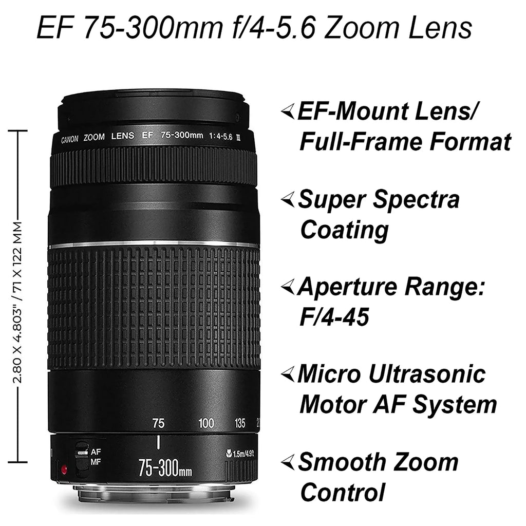 64GB ZeeTech Lens, 18-55mm, Camera DSLR with Tripod 90D and EOS SanDisk Backpack, 75-300mm Card, Accessory Bundle Canon Flash,