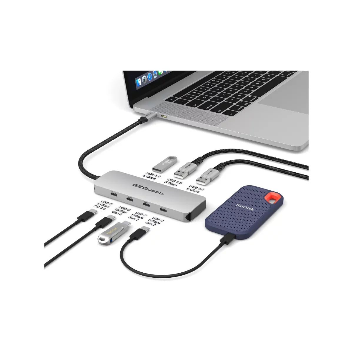 7 Adapter EZQuest Hub Gen USB-C Ports 2