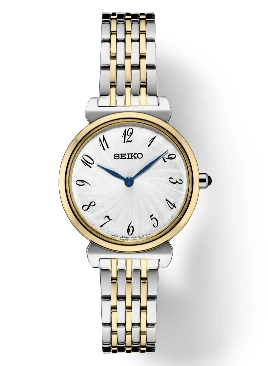 Steel Women's Watch Essential SFQ800 Quartz Seiko Arabic Stainless Two Dial Tone