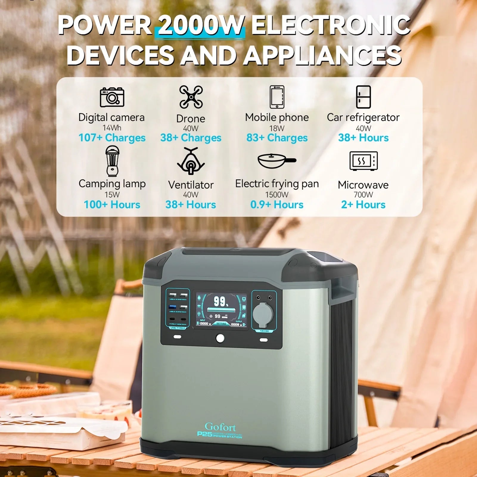Reliable Power Living Generator Gofort for Portable 2000W Off-Grid Station Solar