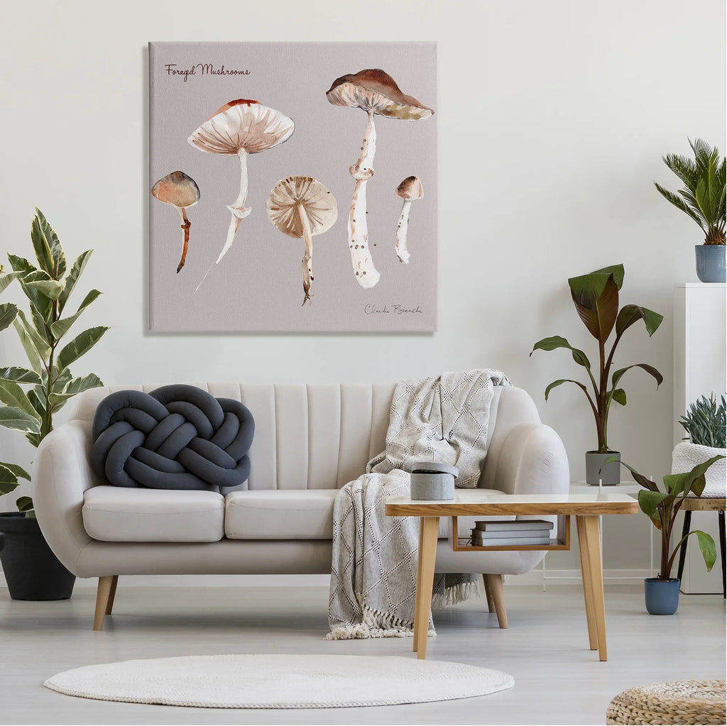 Botanical Floral Mushrooms 36 Art, Wrapped 36 & Canvas Painting Study x Gallery Foraged Stupell Print Wall Industries Art