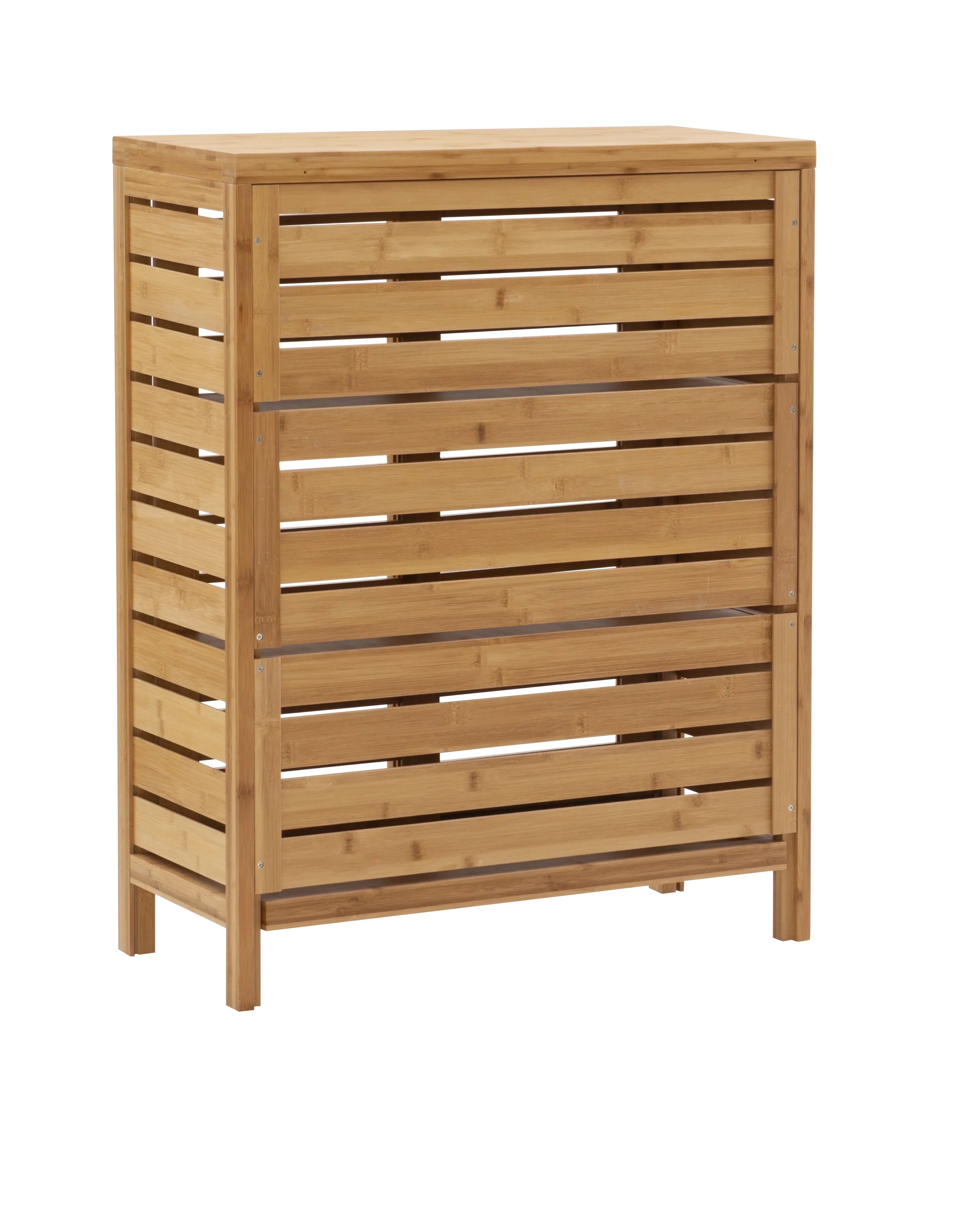 Storage Floor Bracken 3 Door Shelf Bathroom Cabinet, Bamboo Linon 2