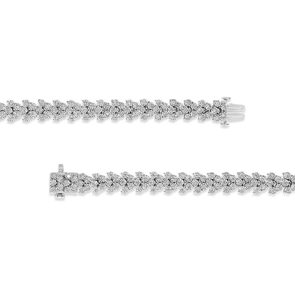 Miracle I3 7.25" Cttw Diamond - Link clarity) Set 2.00 .925 color, Sterling Silver Bracelet Wreath (I-J Laurel