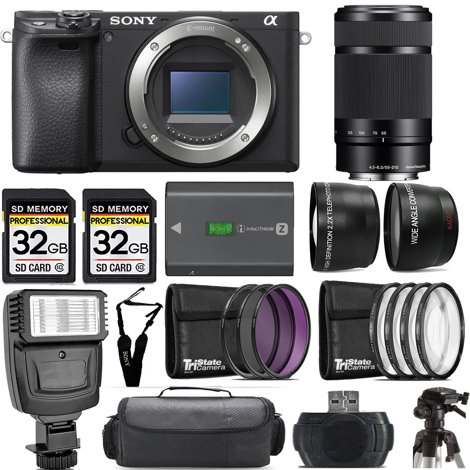 Camera +Flash- +55-210mm OSS Mirrorless a6400 Lens f/4.5-6.3 Kit