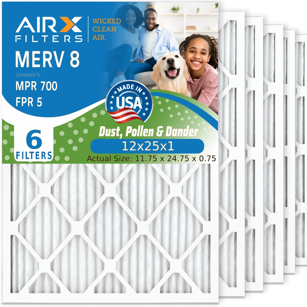 Pack by 700 to 5 Air Premium Furnace Filter Comparable MERV & MPR FILTERS Air Filter 6 Pleated Made Conditioner Filters AC 12x25x1 WICKED Electrostatic FPR CLEAN HVAC 12x25x1 8 USA AIRX AIR.