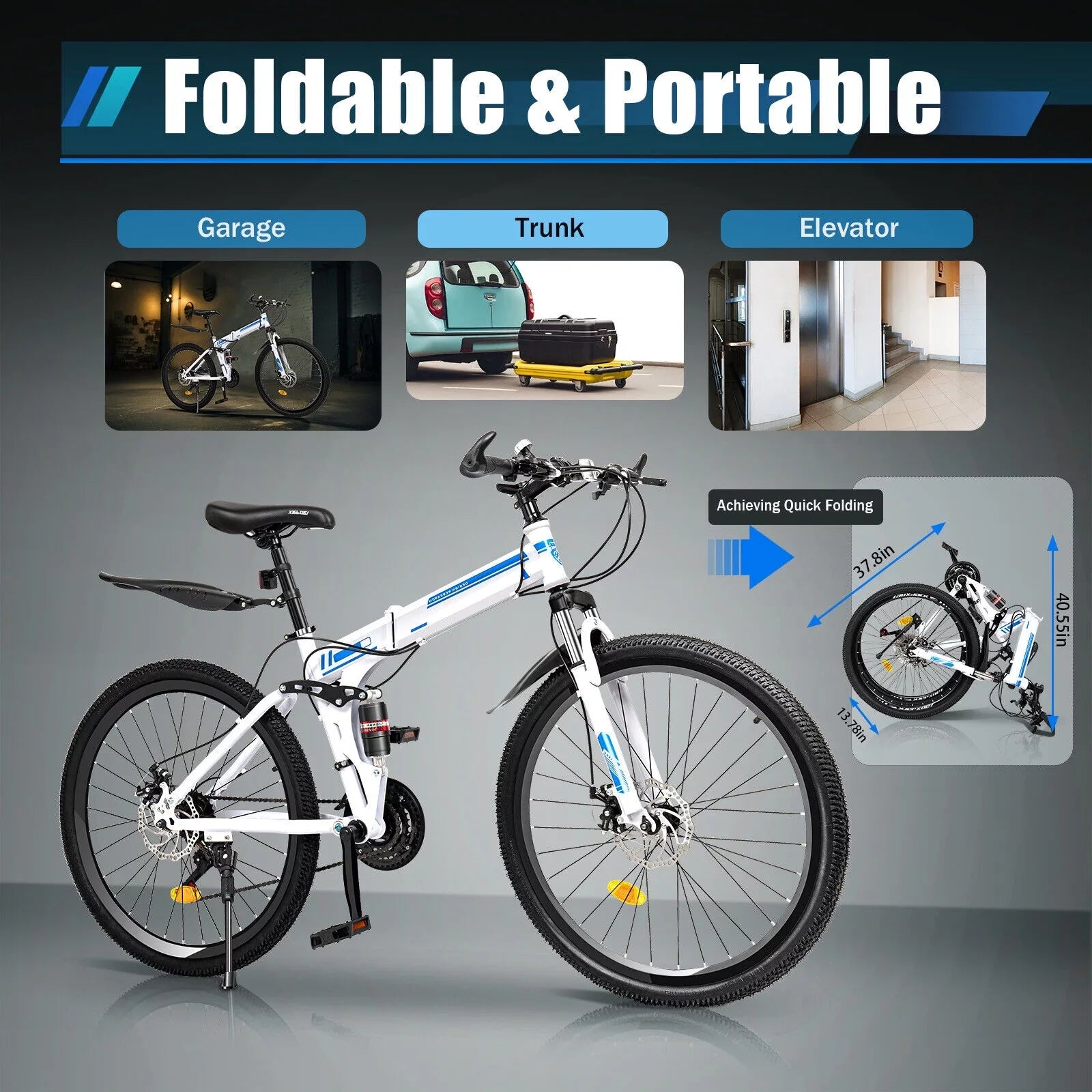 Brake SHZICMY Bikes Dual Men Disc Bicycle 21 26" Folding Mountain Speed School Bike MTB