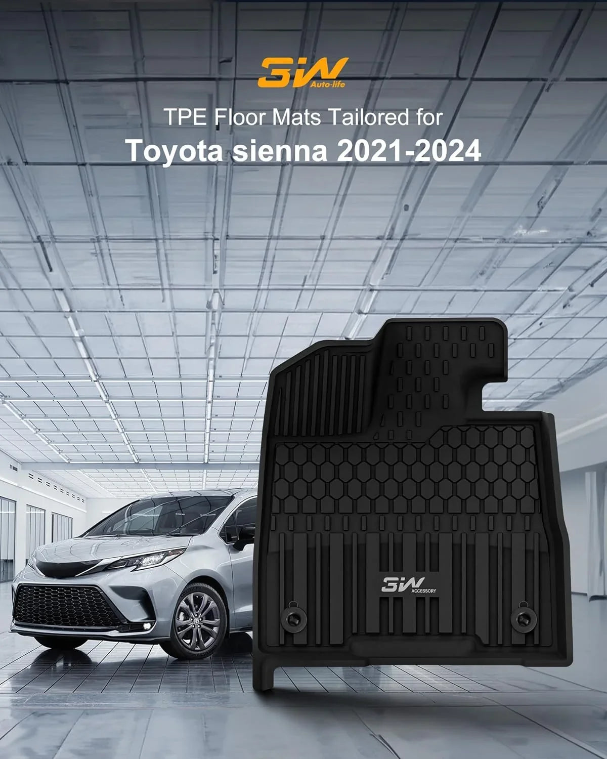 Toyota Sienna 3W climate Floor Seat 7 fit Mats Car All for Floor seat Sienna 7 Liner 2021-2024 TPE