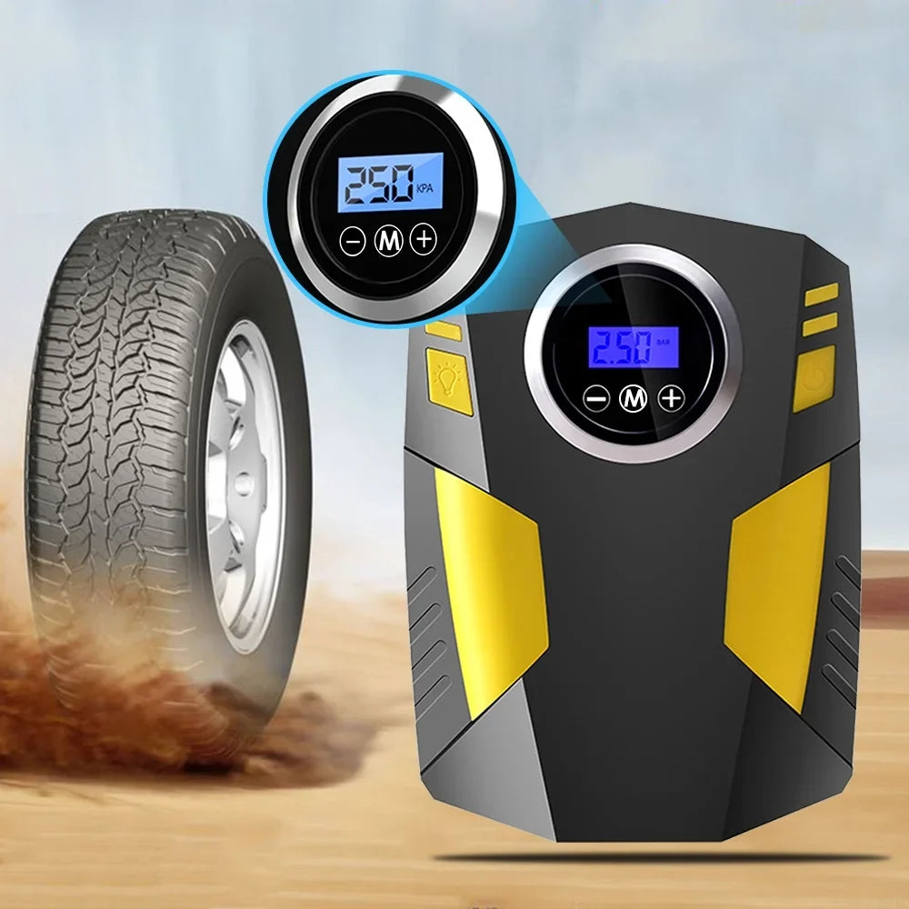 Car Inflator with Auto Compressor Light, Portable Tire Digital Pump, Air 12V Geevorks LED