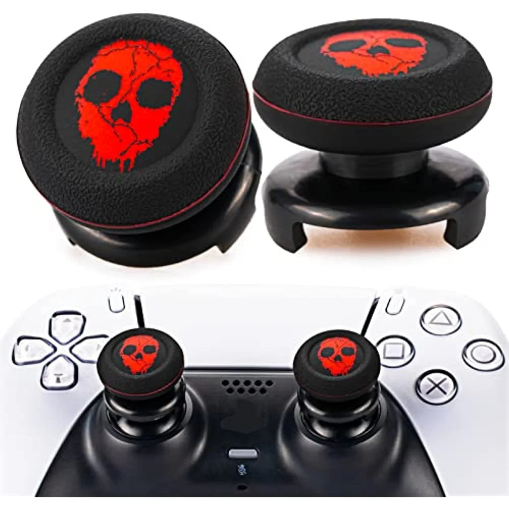 (Ghost PS5 Cover PS4 Red) FPS Silicone Thumbstick Printing & Controller for 2 Dualsenese Extender Playrealm & Sets Grip Rubber