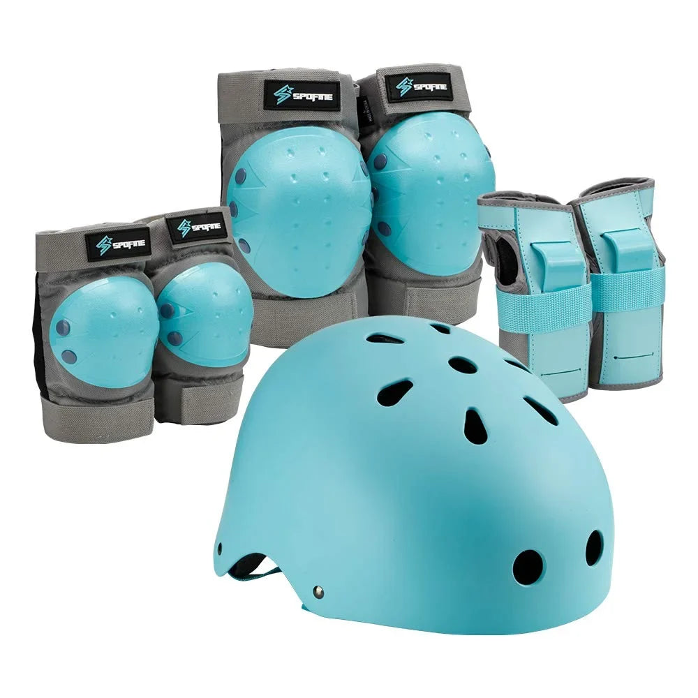 Kids Set Cycling Skateboard, Elbow Wrist Medium Skating, for SPOFINE Helmet, Bike Youth Pad for Knee Adult, Guard Toddler Gear Pad Helmet Protective Bike, Blue S