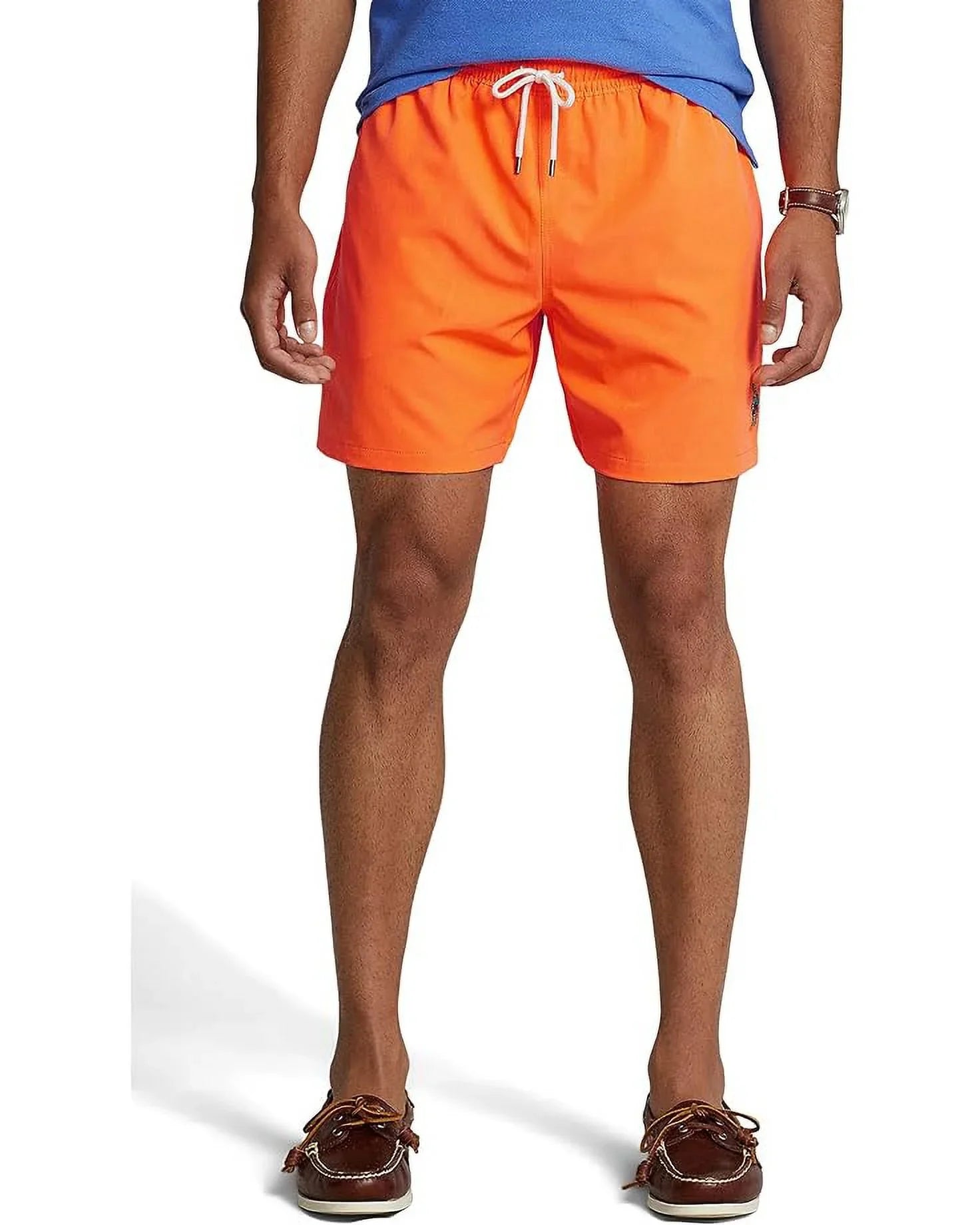 Mens Polo Orange-Small 5.75-Inch Lauren Classic Swim Blaze Trunks Traveler Ralph