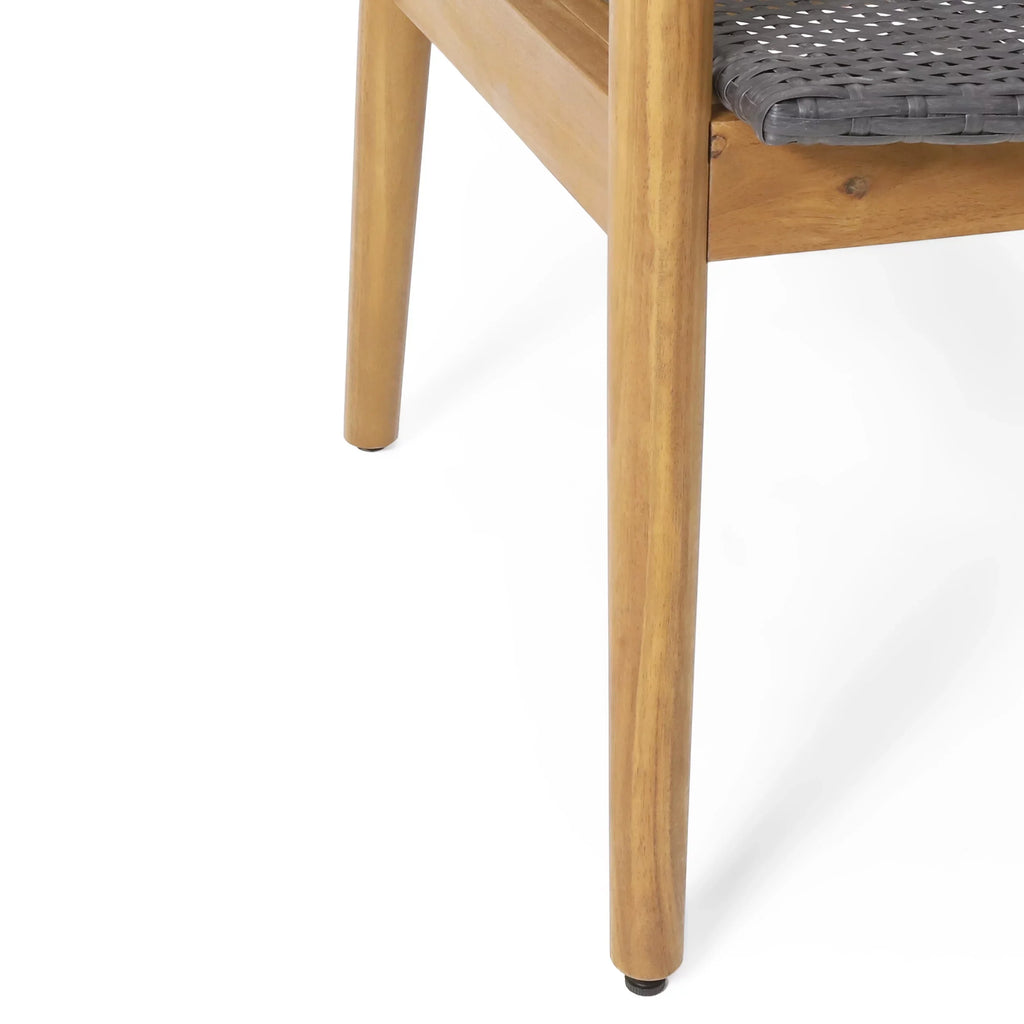 Gray Wicker exterior Acacia Teak and and 4 Wood , Chat Remuda Seater