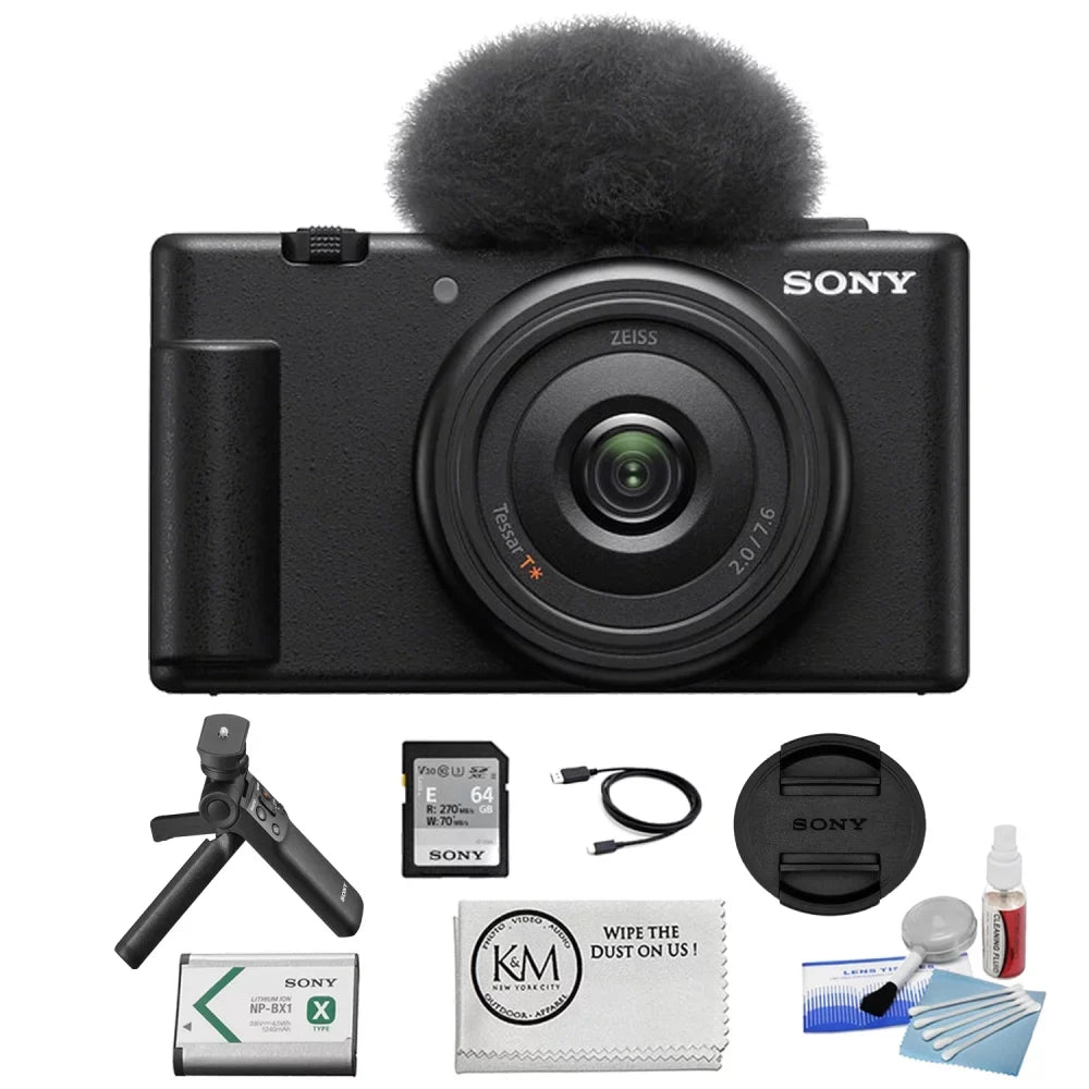 Camera (4 Vlogger Items) Kit ZV-1F Vlogging | Accessory Cleaning Camera Precision K&M Camera + + Cloth Bundle Cleaning with Black Kit Design