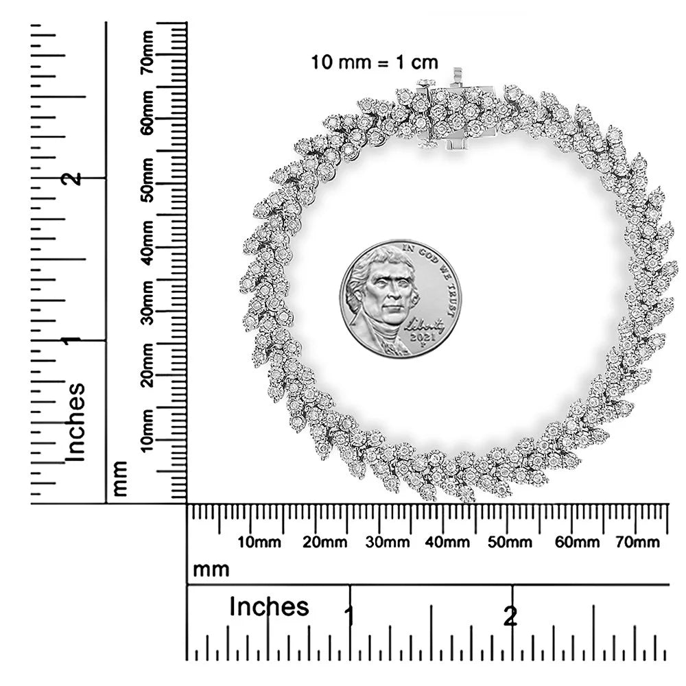Miracle I3 7.25" Cttw Diamond - Link clarity) Set 2.00 .925 color, Sterling Silver Bracelet Wreath (I-J Laurel