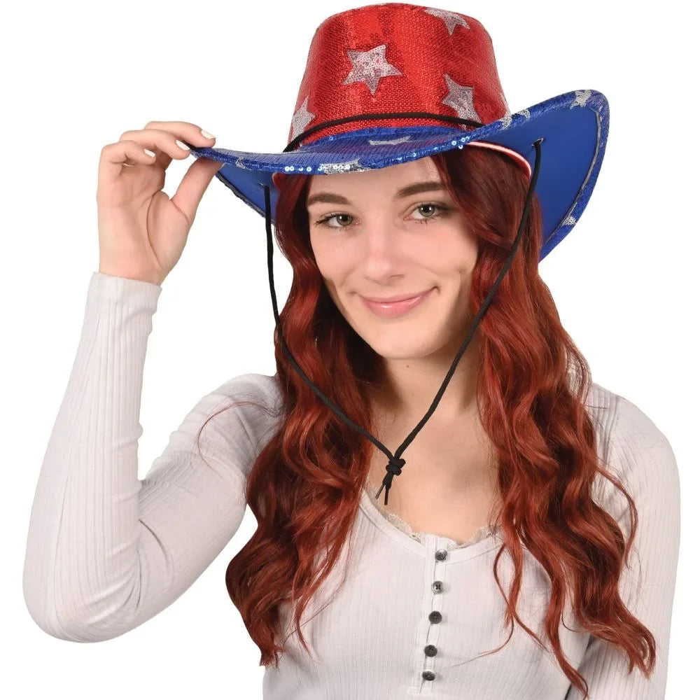 Patriotic Sequined Hat Cowboy