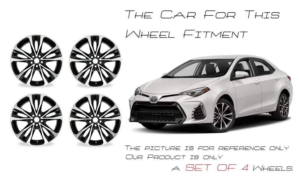 7" 2017, Corolla 4 Automotive Machined 2018, of x New 2019 Black 17" Set for 75208, grade Replacement Wheels Rims OEM Brand Velospinner Toyota