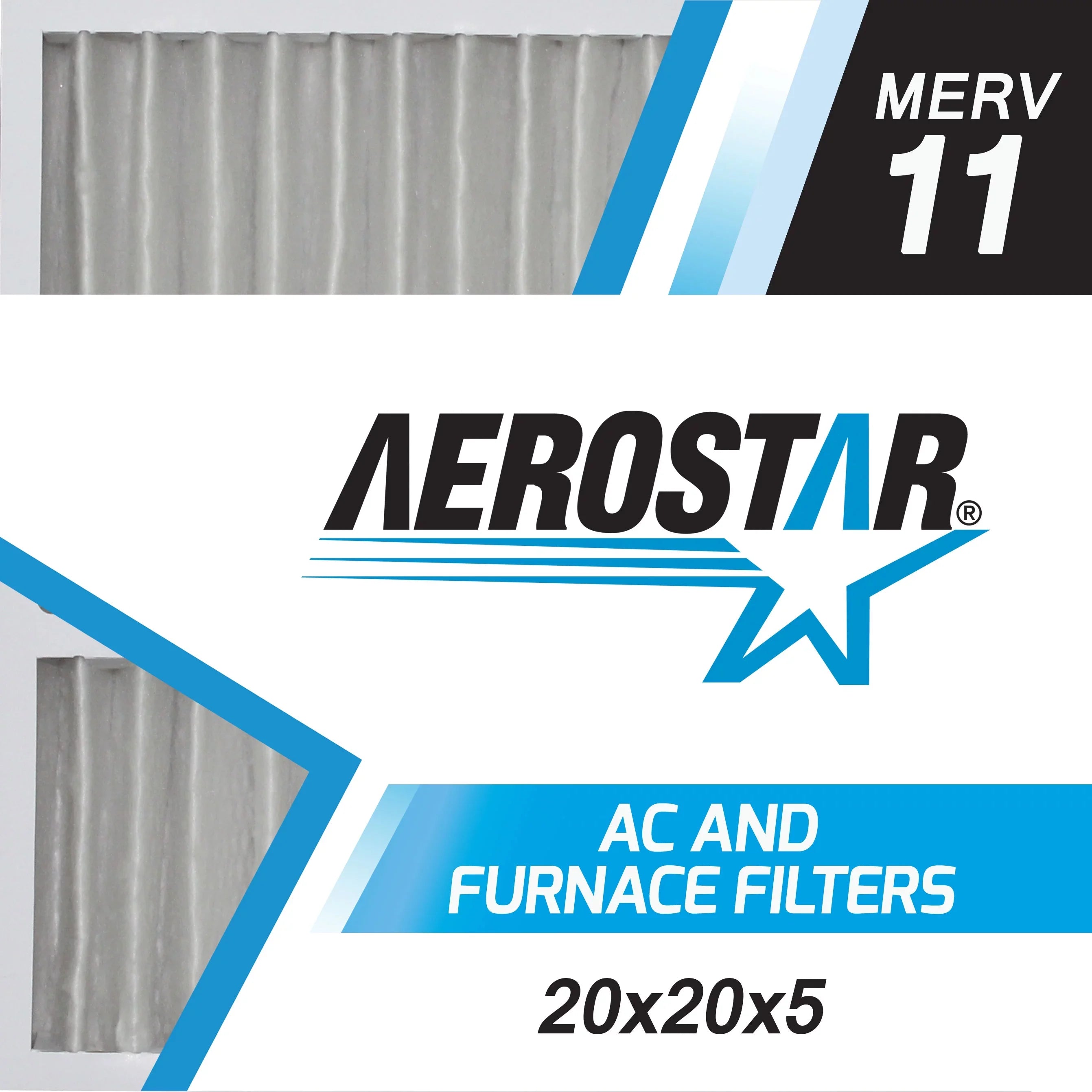 11, Aerostar Filter, Air of 20x20x5, 20x20x5 Pleated 2 Replacement MERV Carrier Box