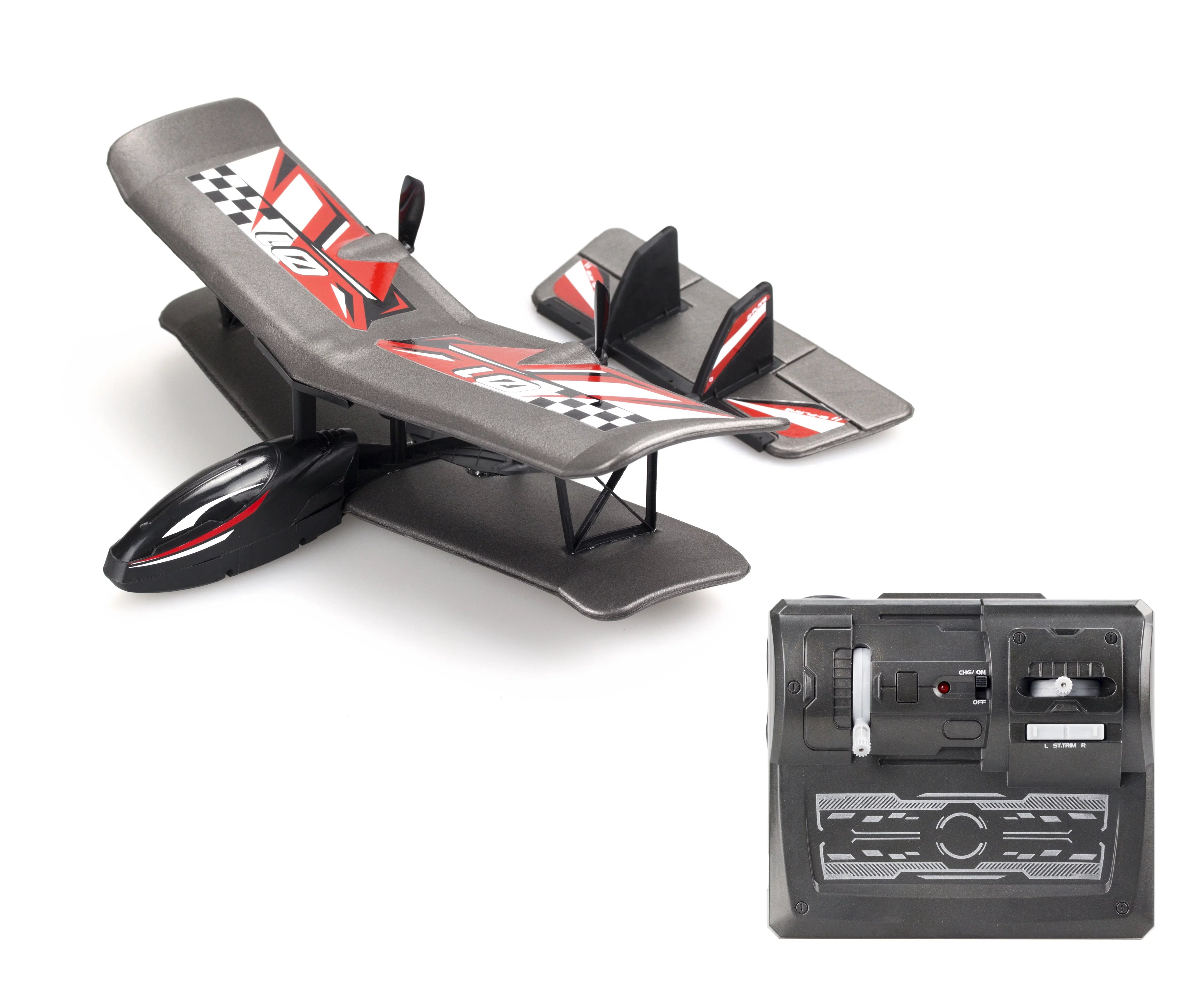 Red Plane- Flybotic Silverlit Evo RC Bi-Wing