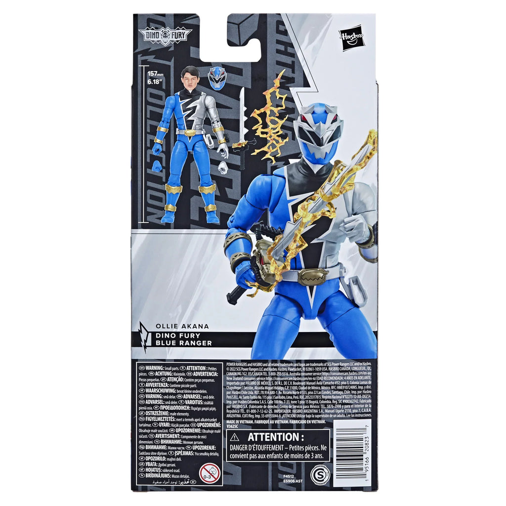 Power Dino Lightning with Toy Blue Collectible Action Rangers 6-inch Collection Premium Figure Fury Ranger Accessories