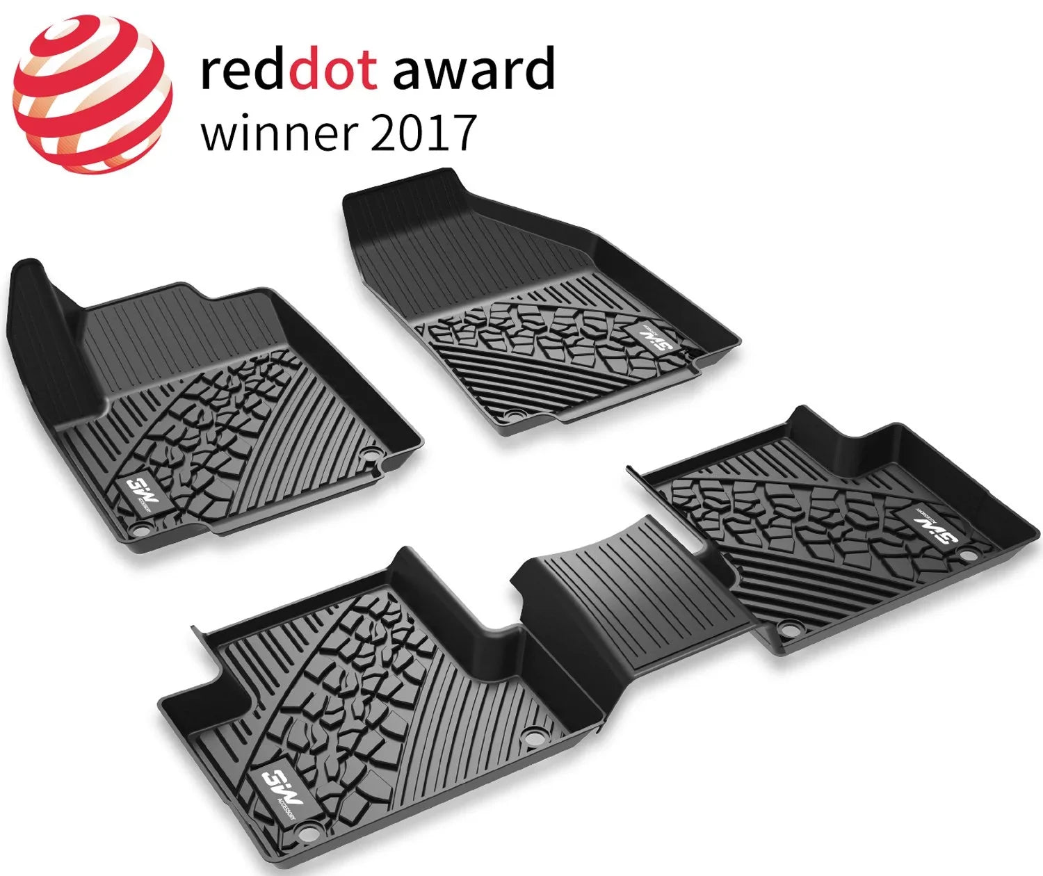 Floor Mats Black Liner 3W 2 Floor Rows Front Body seat with Jeep for 2017-2023 Set Full and Rear Odorless Only), (New design climate TPE All Compass