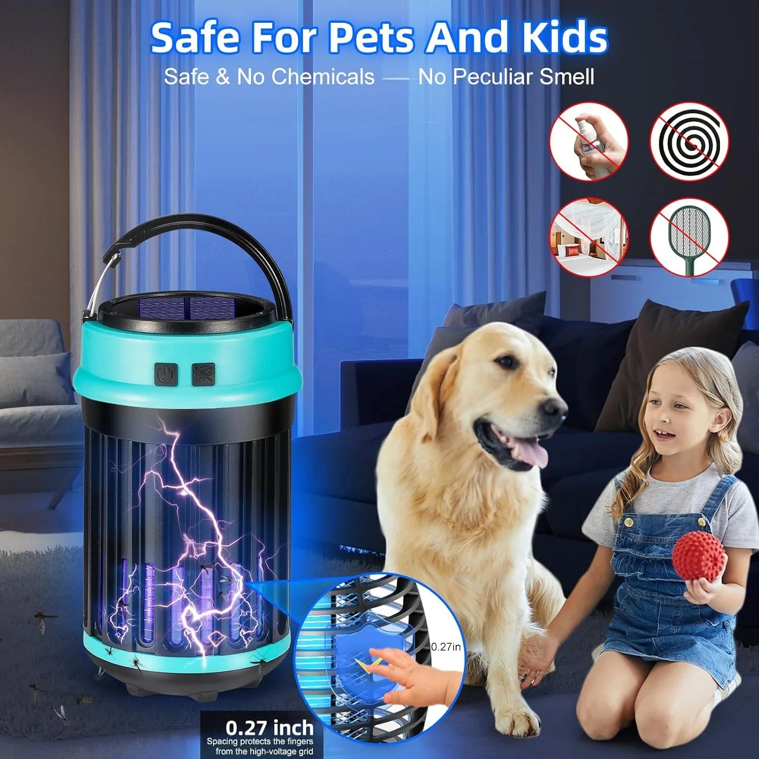 Zapper, Mosquito Zapper Solar for Zapper in Home, Trap Bug 3 for Home, Bug G·PEH 1 exterior Backyard, with Rechargeable Light Camping Zapper Fly Bug Waterproof, Indoor Emergency exterior