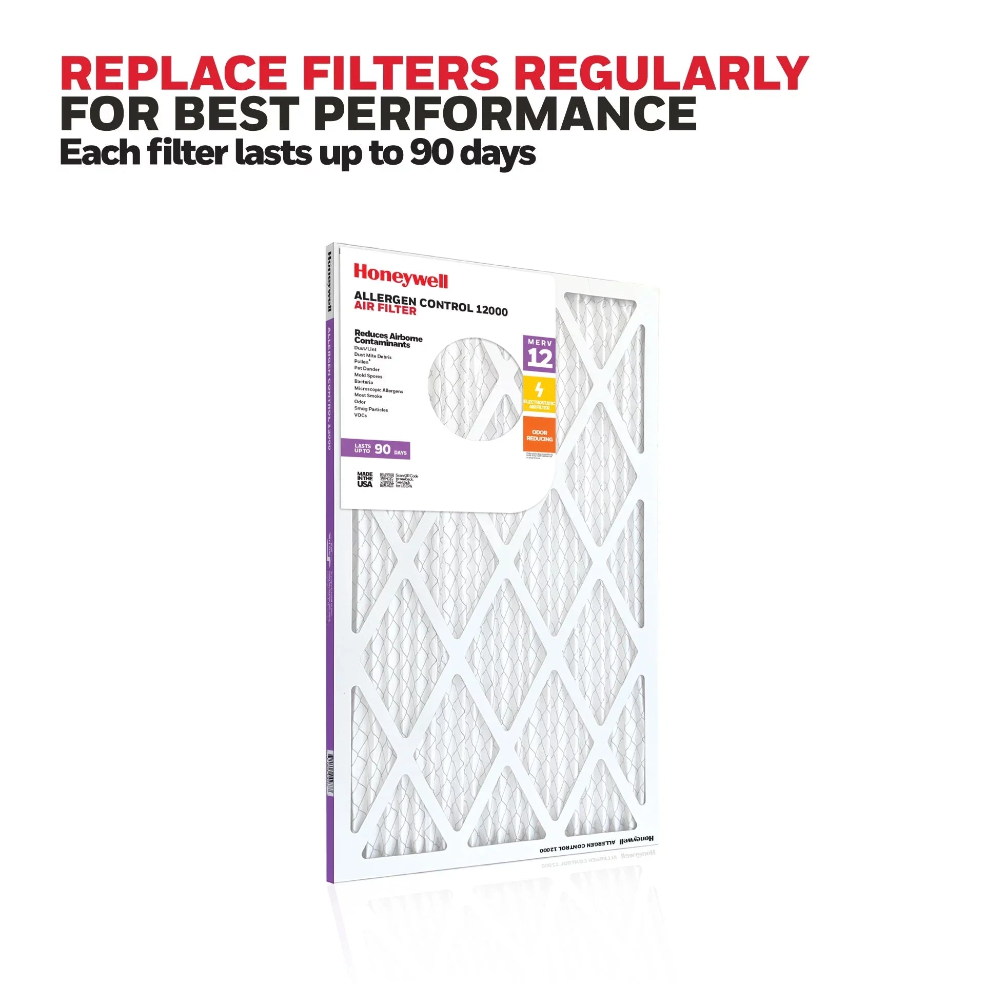 12 Air 12 Furnace 14x25x1 HVAC Honeywell Pack Pleated MERV Filter-