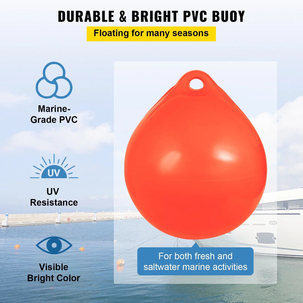 Anchoring, Boat Ball, Heavy-Duty 27in Buoy, BENTISM Vinyl Marking, Orange Fishing, Boat Inflatable Rafting, Marine-Grade Diameter Buoy, Round Marker Buoy Mooring