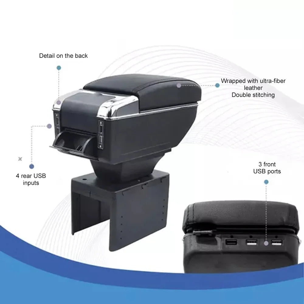 Armrest USB Universal armrest Nebublu box,Box Cushion accessories: Cup USB Universal Rest Leather Cushion 7 Rest Cushion 7 Car 7 Universal Car Rest Box Leather