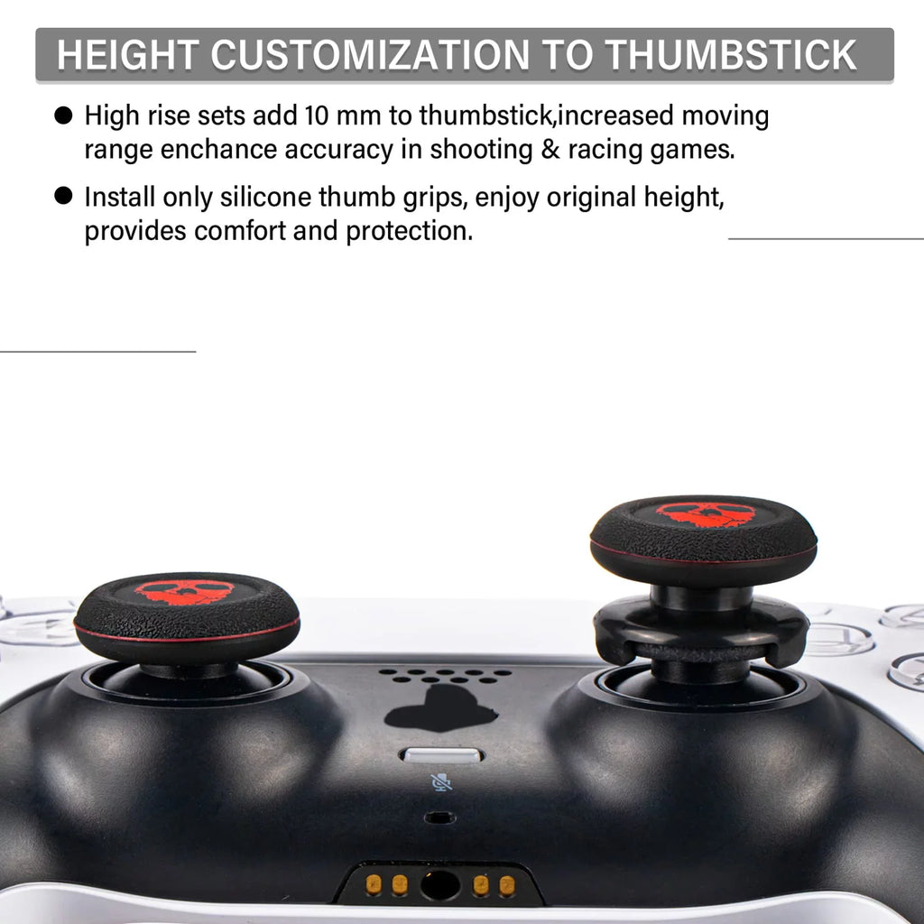 (Ghost PS5 Cover PS4 Red) FPS Silicone Thumbstick Printing & Controller for 2 Dualsenese Extender Playrealm & Sets Grip Rubber