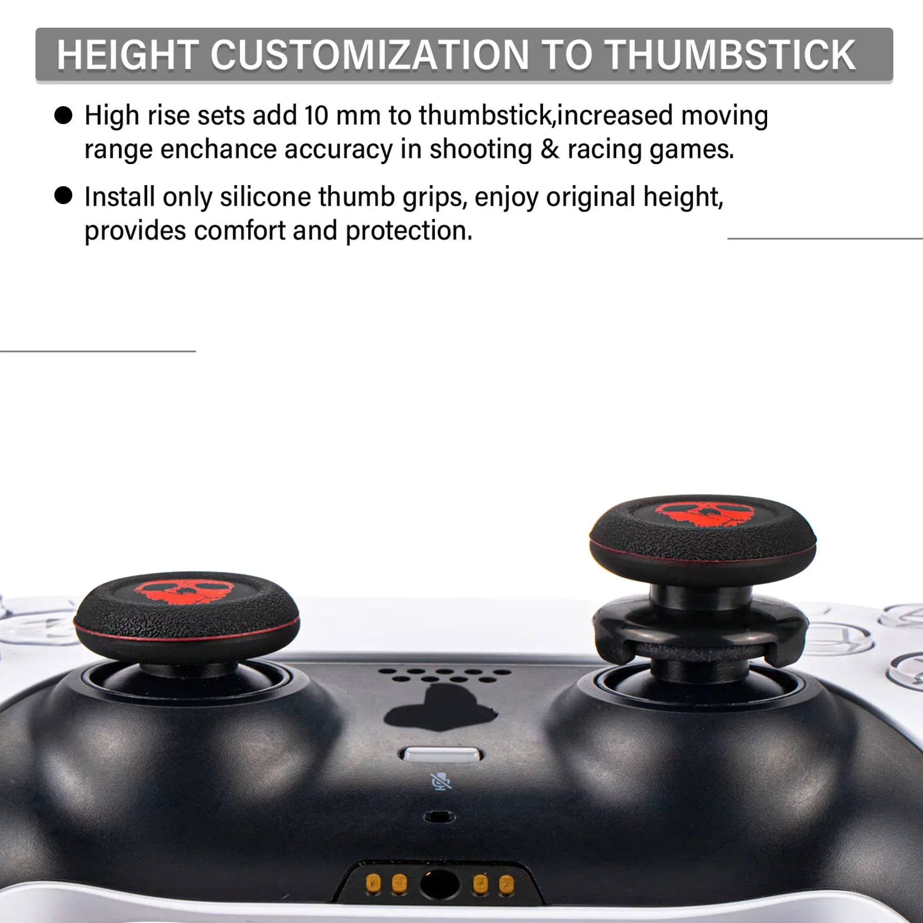 (Ghost PS5 Cover PS4 Red) FPS Silicone Thumbstick Printing & Controller for 2 Dualsenese Extender Playrealm & Sets Grip Rubber
