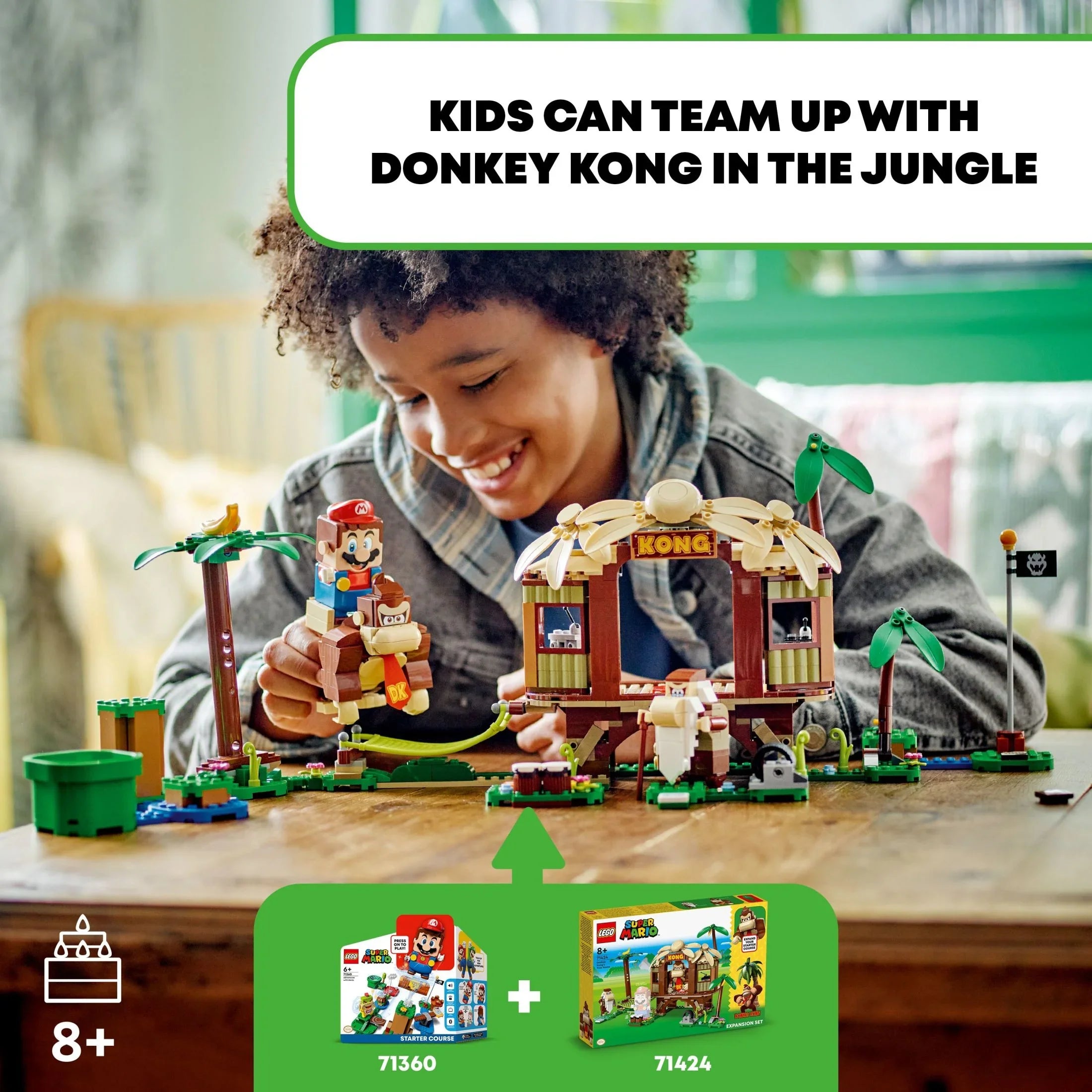 with Collectible Buildable Super and Set, Mario Kong for 71424 House Gift Game Fun Super 8-10 Donkey Figures Tree Cranky 2 Expansion LEGO Kong, Birthday Year Donkey Kids, Kong’s Old Mario