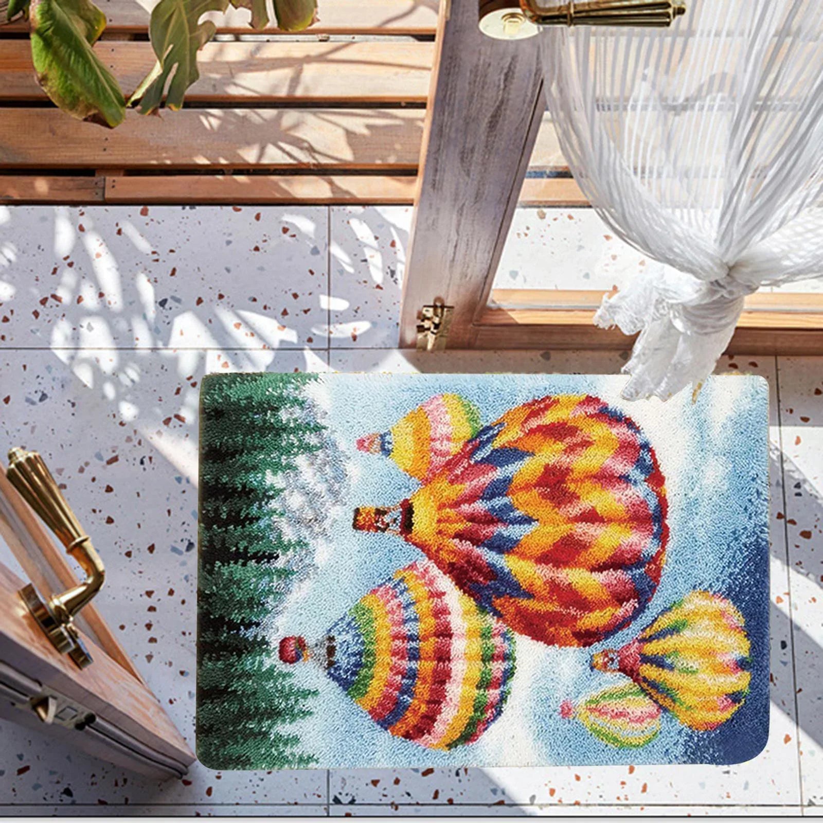 Embroidery Rug home for for room Hot and Adults crafts Hook Living Carpet hook and and Blanket Kids Cushion Air hook latch Crochet Balloon latch Rug, Kits,