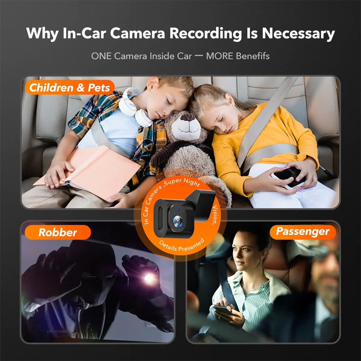 with Motion Triple with Channel, Detection, Monitor,Vehicle Camera GPS&64GB Night 2K 3 Recording, Camera Card, Cam Loop Backup Dash WOLFBOX Mirror Screen Touch Vision, Parking Car Car