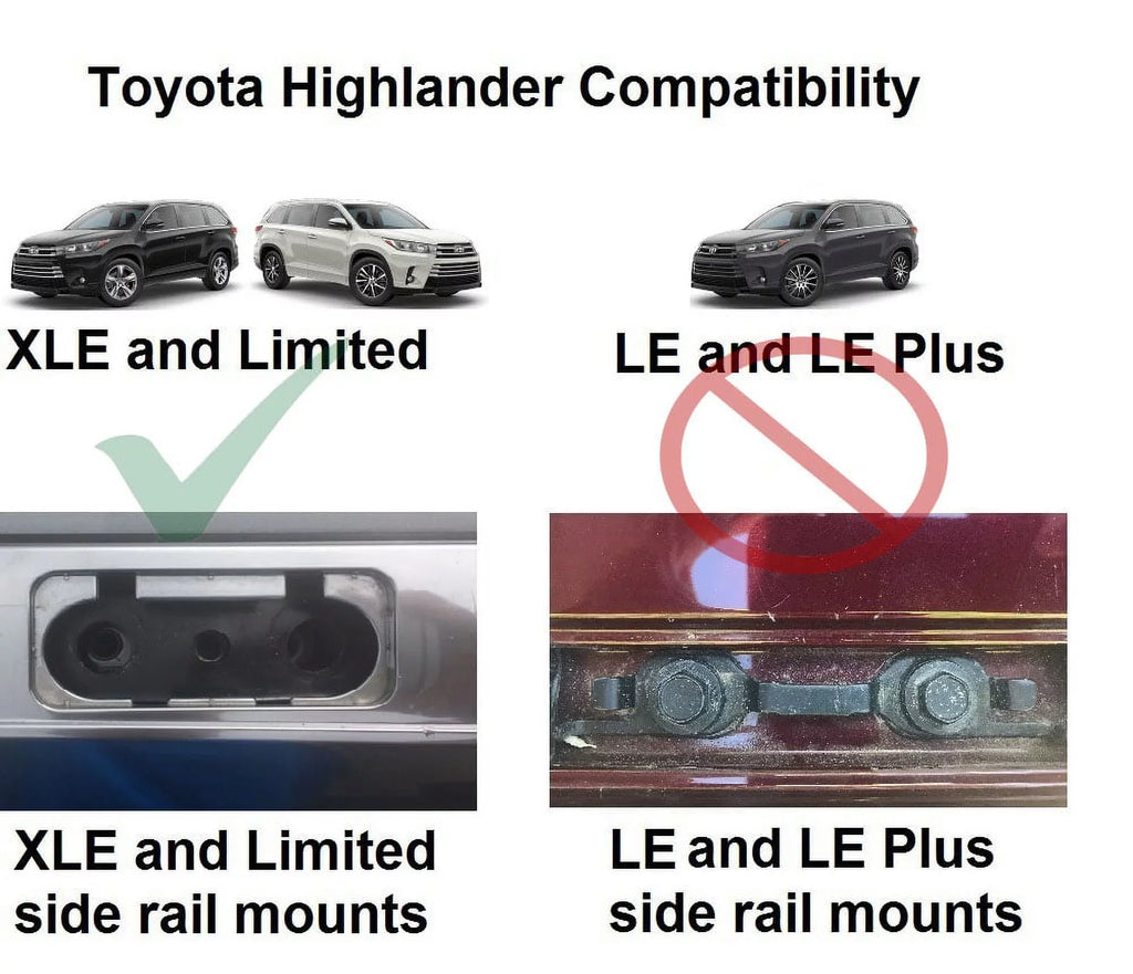 Rack SE Set Highlander XLE a Black Crossbars 2014-2019, Roof Toyota Cargo Aluminum Rack Limited 2pcs, Limited Platinum Replacement BRIGHTLINES of Top For