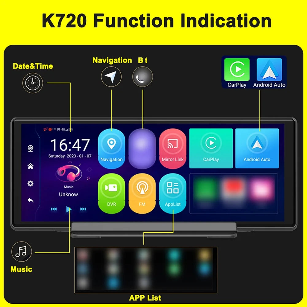 10.0 Dashcam Camera 10.26 Car Inch WIFI Navigation DVR Android Anself Dual GPS